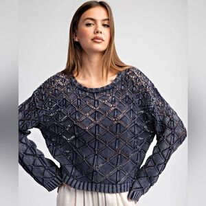 Zara Blue Gray Textured Knit Women's Sweater size small